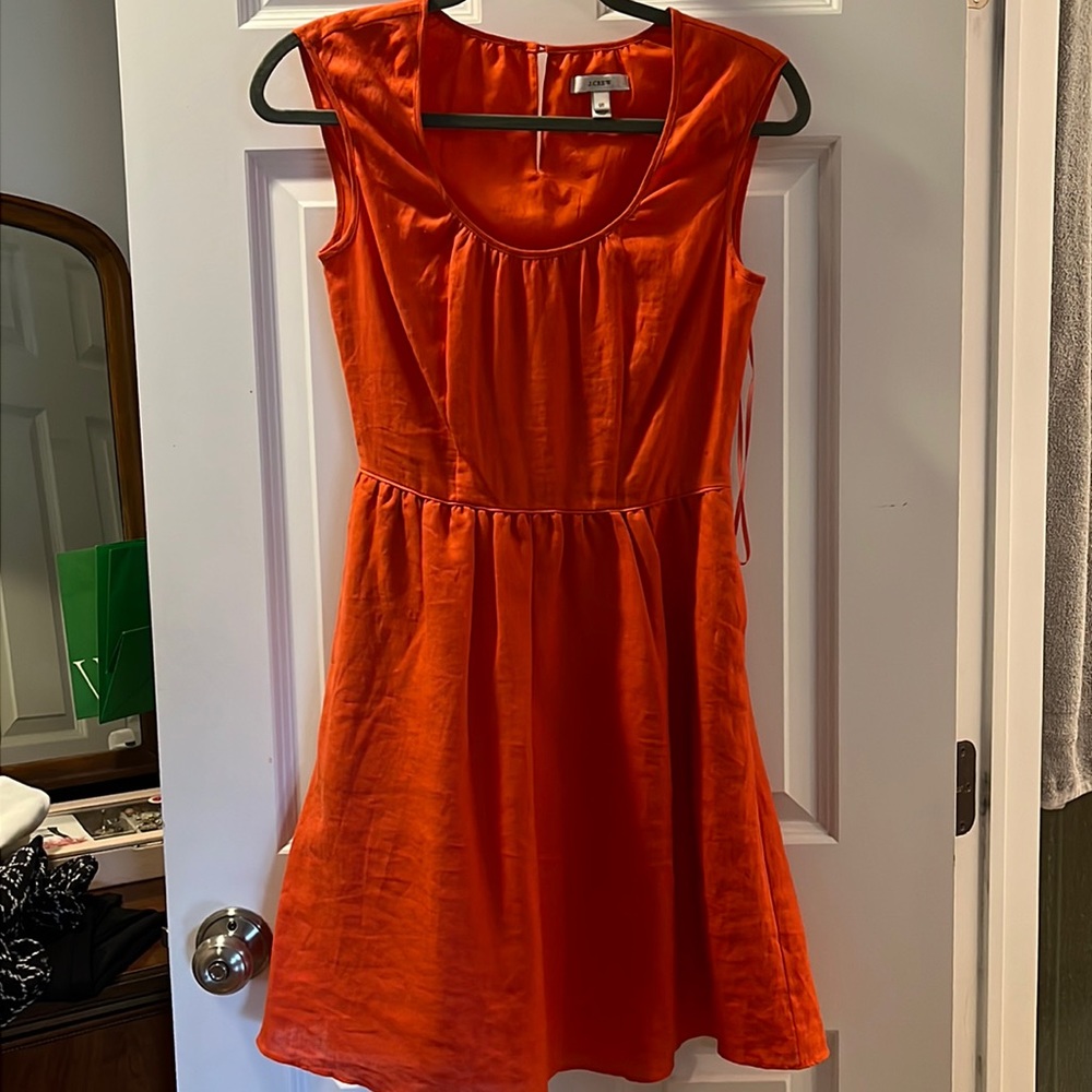 Orange linen jcrew dress